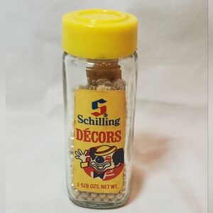 Schilling Décors Vtg 1960s-1970s Gold Beads Cake Decorations Bottle Jar USA